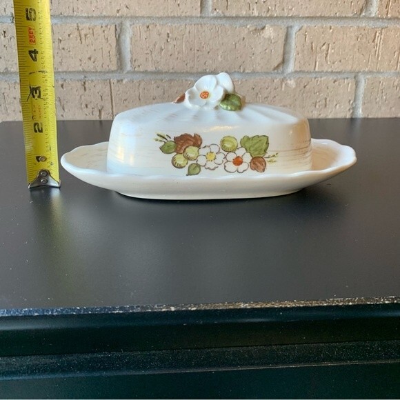 Vernon Ware by Metlox Fruit Basket Butter Dish  Vintage 1960s Made in California - Picture 11 of 13